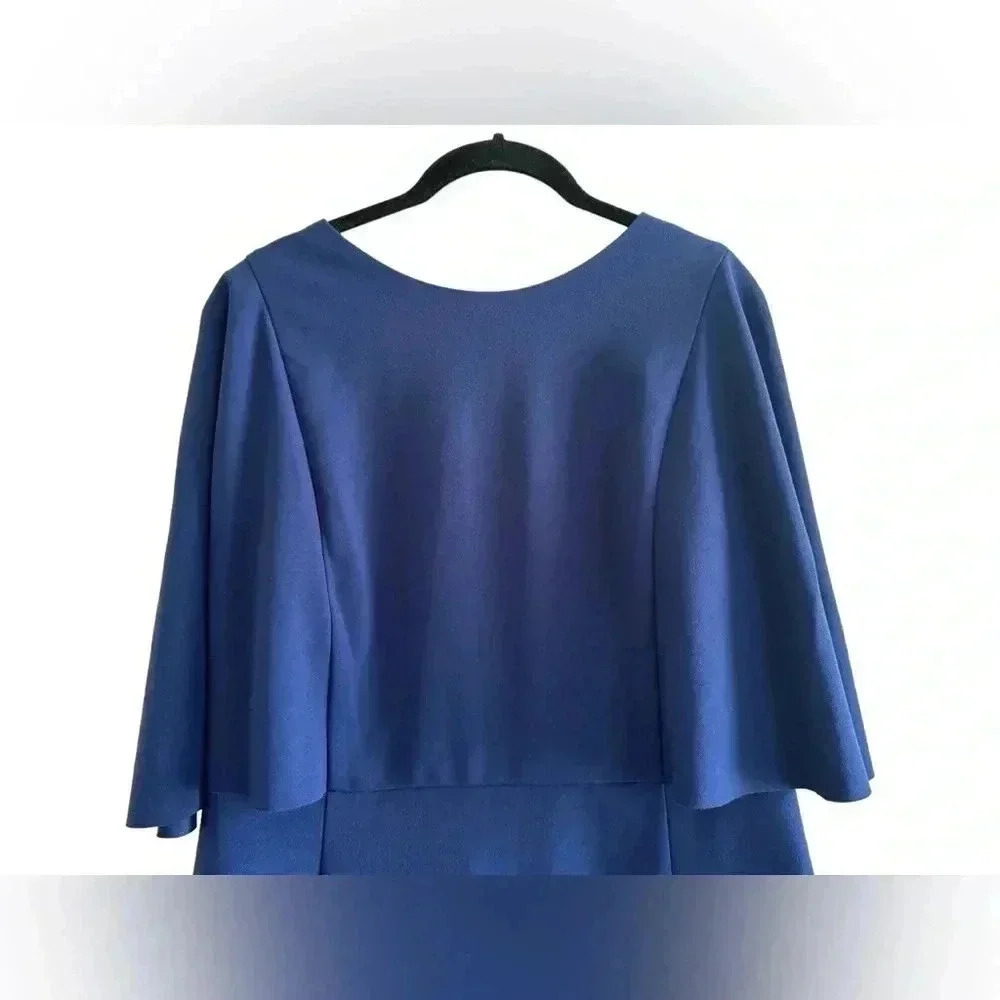 Lauren Ralph Lauren Navy Blue Flutter Crepe Dress - Picture 7 of 16